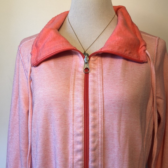 TOMMY BAHAMA Coral Pink Reversible Funnel Neck Zip Sweatshirt Jacket Top XL - Picture 10 of 13